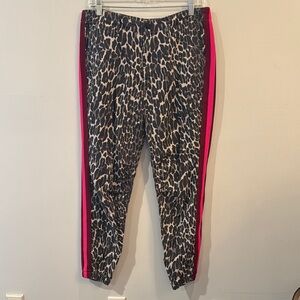 MOTHER Leopard Print Track Pants with Pink Stripes NWOT